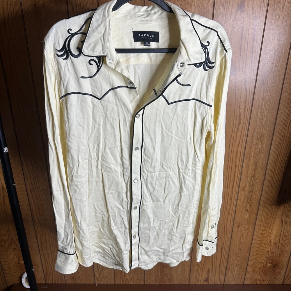 PacSun Cream and Black Men's Casual Shirt